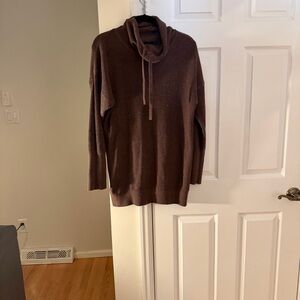 prAna Brown Cowl Neck Knit Sweater Size M Organic Cotton Merino Blend